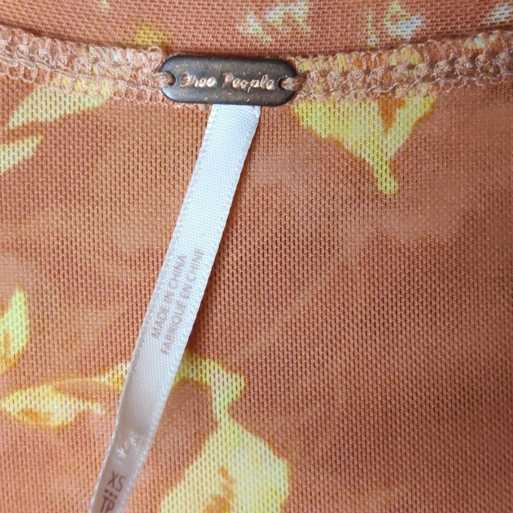 Free People Floral Tie-Front Blouse in Orange and Yellow